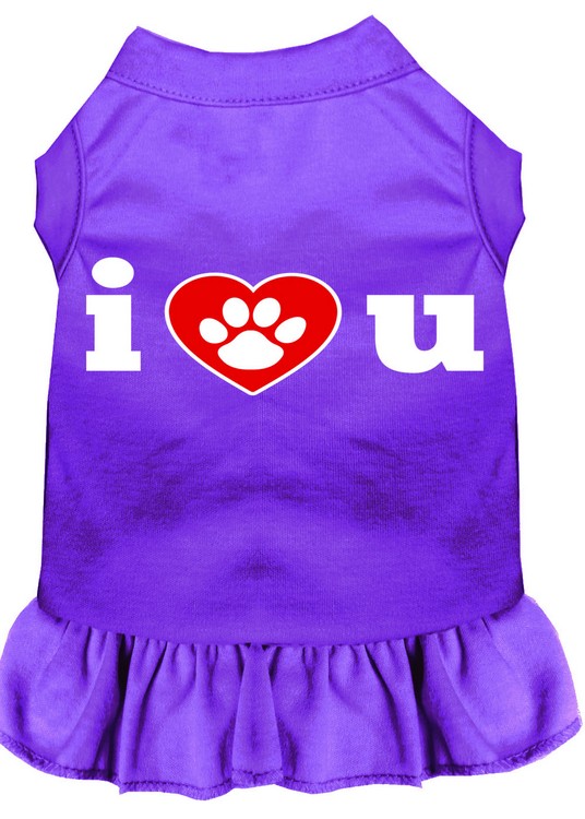 I Heart You Screen Print Dress Purple XS